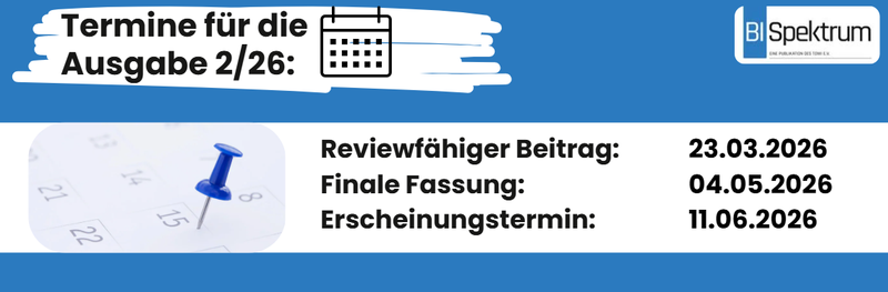 Call for Article Banner zum BI-SPEKTRUM 2/2026