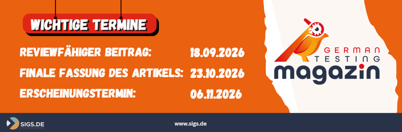 Banner Call for article German Testing Magazin 2/2026