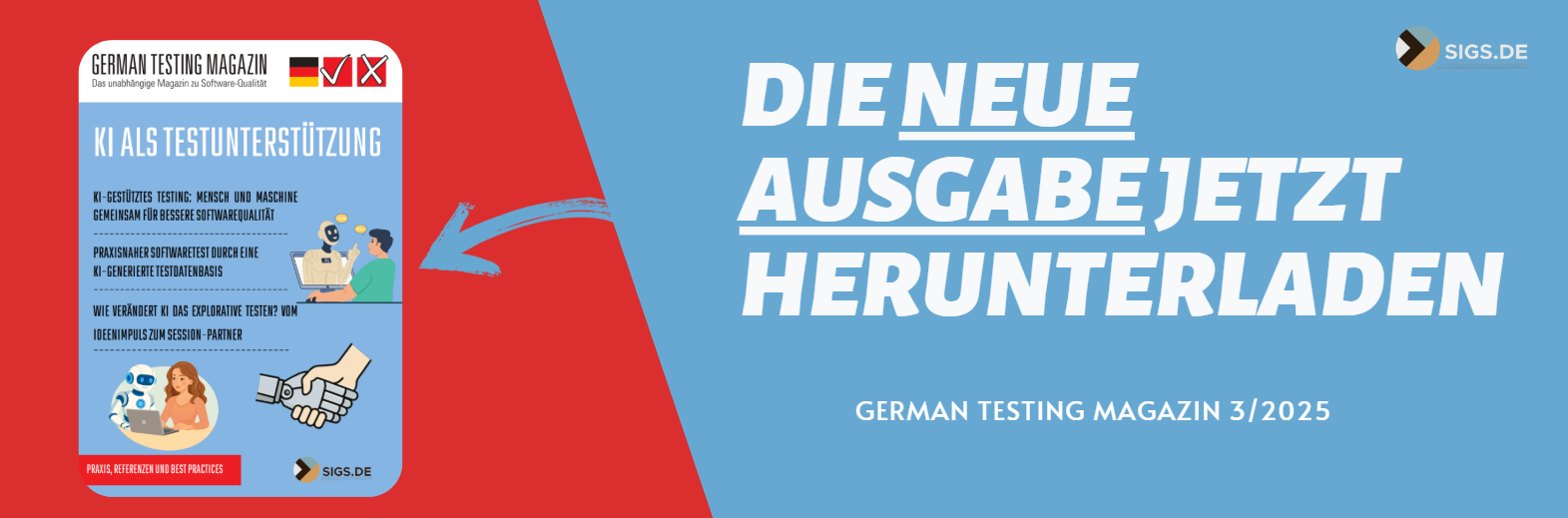 Banner zum PDF-Download zur neuen German Testing Ausgabe 3/2026