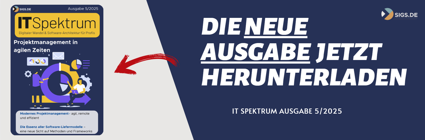 Banner zum Download der IT Spektrum Ausgabe 5/2025- Projektmanagement in agilen Zeiten